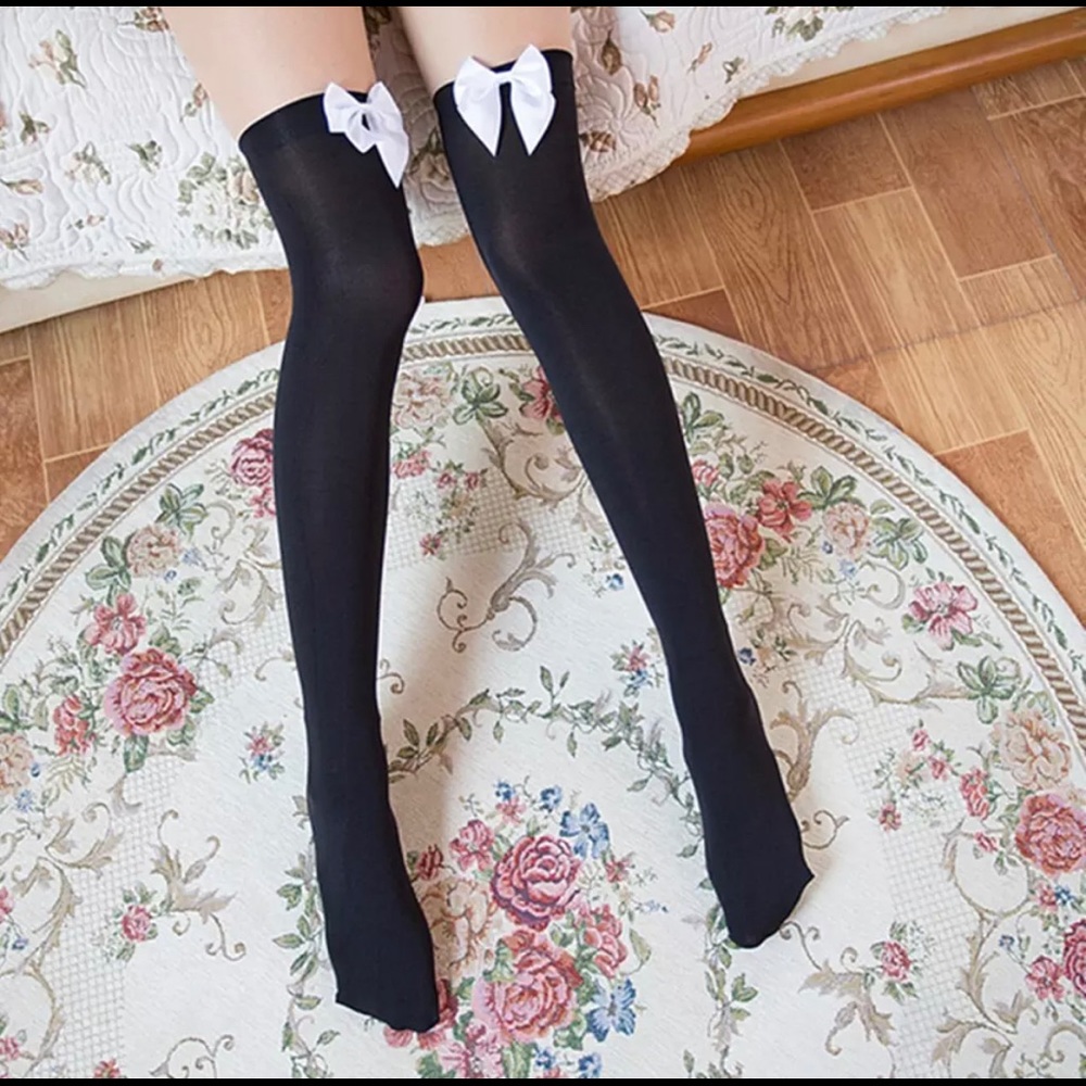 Thigh High Sheer Bow Stockings.